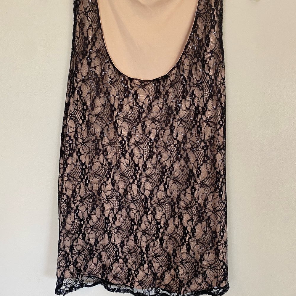 Black lace sequin top